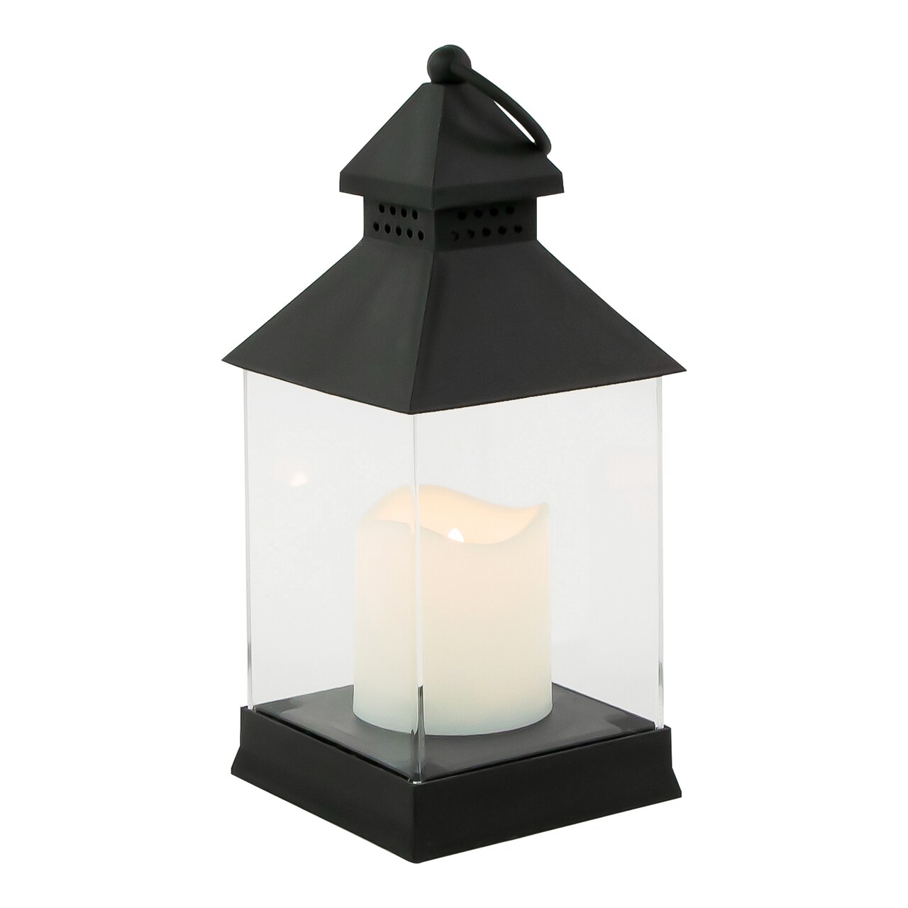 Northlight Candle Lantern with Flameless LED Candle - 9.5" - Black